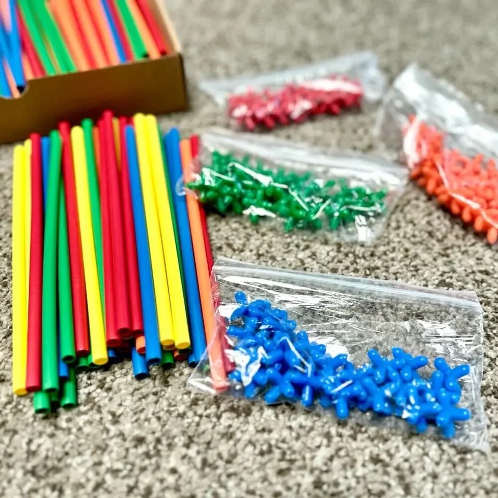 Roylco Straws & Connectors Building Set, 2 Sets, STEM Toy